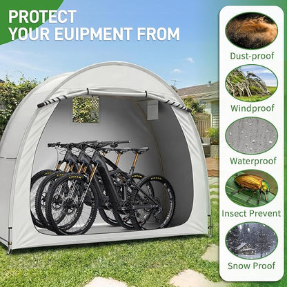 Outvita Outdoor Portable Bicycle Storage Sheds for 2-3 Bikes Camping | 210D Oxford Fabric PU 4000 Waterproof Storage Cover Shelter for Motorcycle Garden Tools Toys Lawn Mower