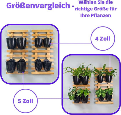 LaLaGreen Wall Planters for Indoor Plants (5in, 10 Pack) Small Planter | Black Self Watering Pots Modern Indoor Hydroponic Vertical Live Garden Wall Mounted Hanging Plant Holder
