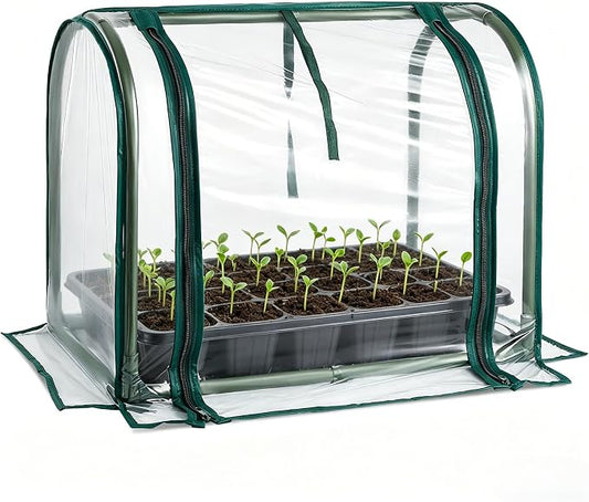 Mini Indoor Greenhouse Tabletop Garden Nursery Plant Cover Tent Humidity Domes for Home Gardening Germination and Seedling Propagation - 23x12x16.5 Inches