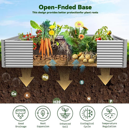 2 Pack Tall 6x3FT Raised Beds for Gardening, Corrugated Galvanized Steel Raised Garden Bed, Outdoor Metal Above Ground Garden Bed for Vegetables and Flowers(Rectangular)-6x3x1.5FT