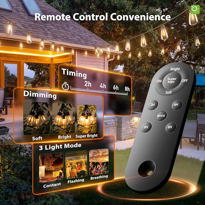KYY 78FT(72+6) Solar String Lights Outdoor with USB Port Remote Control, LED Waterproof Solar Powered Patio with 24 Sockets, Heavy-Duty and UL Listed Porch Market Lights