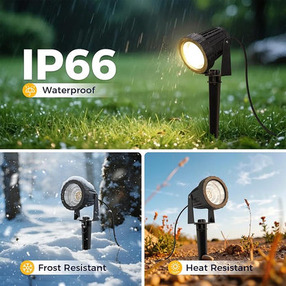 L LOHAS LED 5W Dusk to Dawn Outdoor Lighting, Auto On/Off 3000K Landscape Outdoor Spotlight, IP66 Waterproof Plug in Spot Lights for Yard, Garden, House, Pathway, Plant, UL Listed (6 Pack)