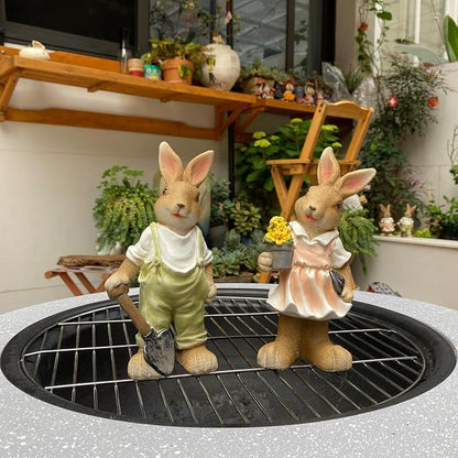 Rabbit Garden Statues Yard Decorations Outdoor Bunny Statue Garden Decor | Bunny Decor for Home Garden Yard Statues Rabbit Figurines Birthday Housewarming Gifts for Mom Grandma