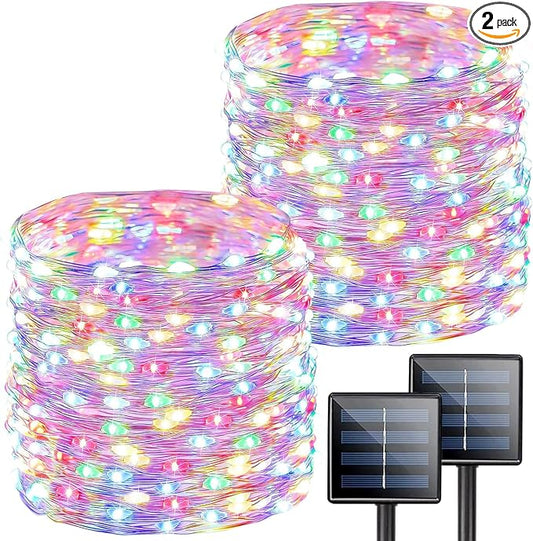 Extra-Long 144FT Solar String Lights for Outside, 2 Pack 400LED Solar Fairy Lights Outdoor Waterproof, Copper Wire with 8 Modes Solar Twinkle Lights for Tree Garden Party Patio Xmas Decor (Multicolor)