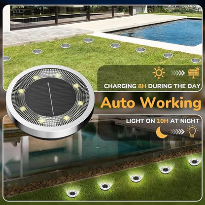 INCX Solar Ground Lights, 10 Pack Solars Light Outdoor Waterproof, Solar Garden Lights Landscape Lighting for Patio Pathway Lawn Yard Deck Driveway Walkway, Cold White