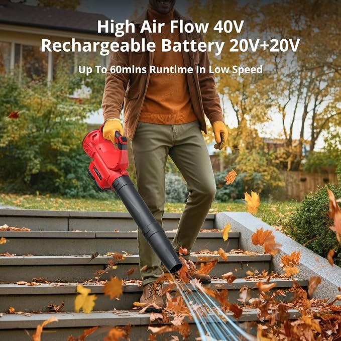 PowerSmart 40V Leaf Blower Cordless, 650CFM 150MPH Performance with 2 x 2.0Ah Batteries & Chargers Included,Powerful Blowers for Lawn Care, Patio, Dust, Blowing Leaves and Dust