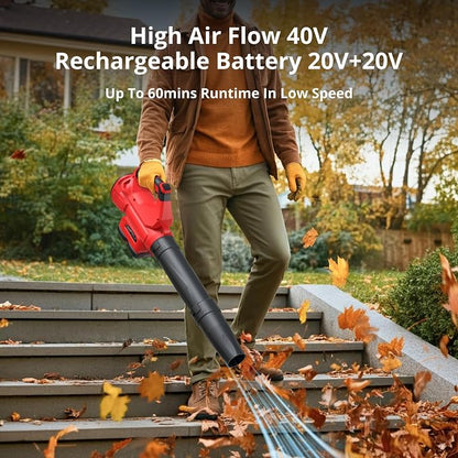 PowerSmart 40V Leaf Blower Cordless, 650CFM 150MPH Performance with 2 x 2.0Ah Batteries & Chargers Included,Powerful Blowers for Lawn Care, Patio, Dust, Blowing Leaves and Dust