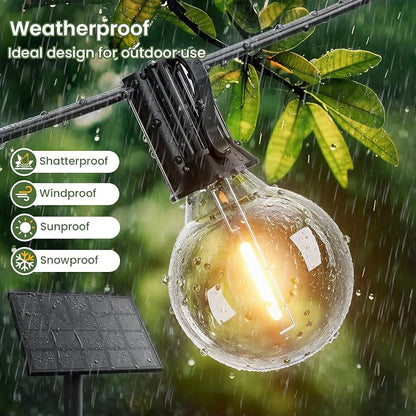 Svater Solar Outdoor String Lights 50 FT, G40 Patio Lights Shatterproof Dimmable Vintage Edison Bulbs, Solar Powered Weatherproof Light for Patio, Backyard, Garden, Bistro, Warm White