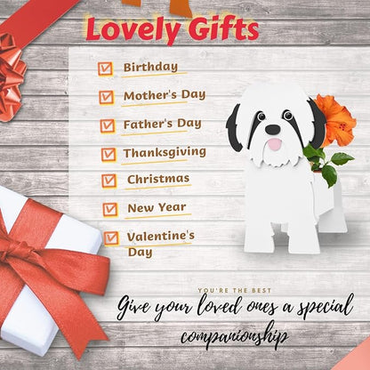 Black and White Shih Tzu Dog Planter Pots, 9.45 x 8.97 x 13.5 in | Dog Flower Pot, Cute Animal Shaped Plant Pot, Gifts for Women & Pet Lovers, Indoor Outdoor Garden Home Office Decor