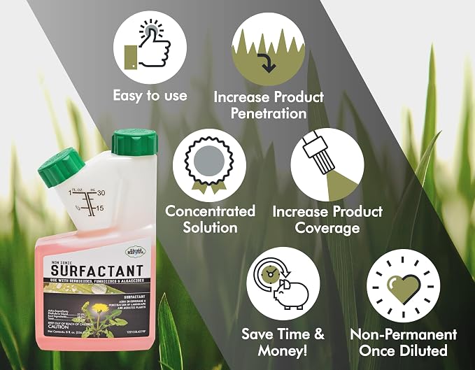 Concentrated Surfactant for Herbicides Non-Ionic 8oz, Increase Product Coverage, Penetration, Effectiveness