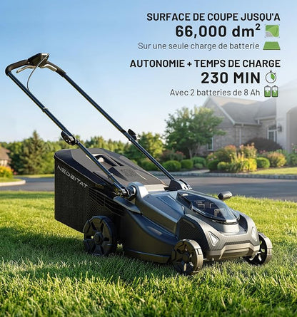 40V 18'' (Push) Extended Runtime Lawn Mower, 2-in-1 Mulching/Bagging Brushless with 6-Position Height Adjustment, Include 8.0Ah Battery x 2 and Rapid Charger