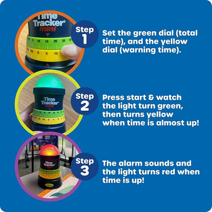 Learning Resources Time Tracker Mini Visual Timer, Classroom Timer, Hand Washing Timer, Auditory and Visual Cue, Ages 3+