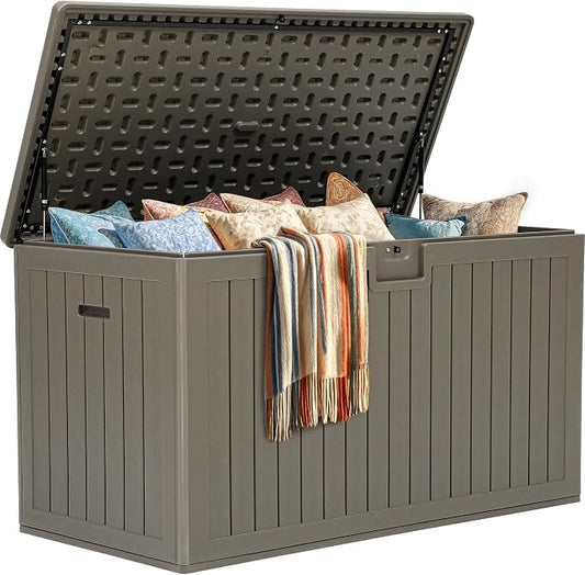 YITAHOME 220 Gallon Extra Large Deck Box | Double-Wall Resin Outdoor Storage Box with Flexible Divider for Patio Cushions Pool Supplies Garden Tools, 990 lbs Load