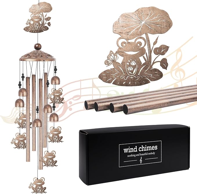 Romart Frog Wind Chimes for Outside, Frog Gifts for Women Men Mom Wife Grandma Birthday Sympathy Memorial Windchimes for Outdoors Indoors, Garden, Patio, Home, Porch, Yard Decorations