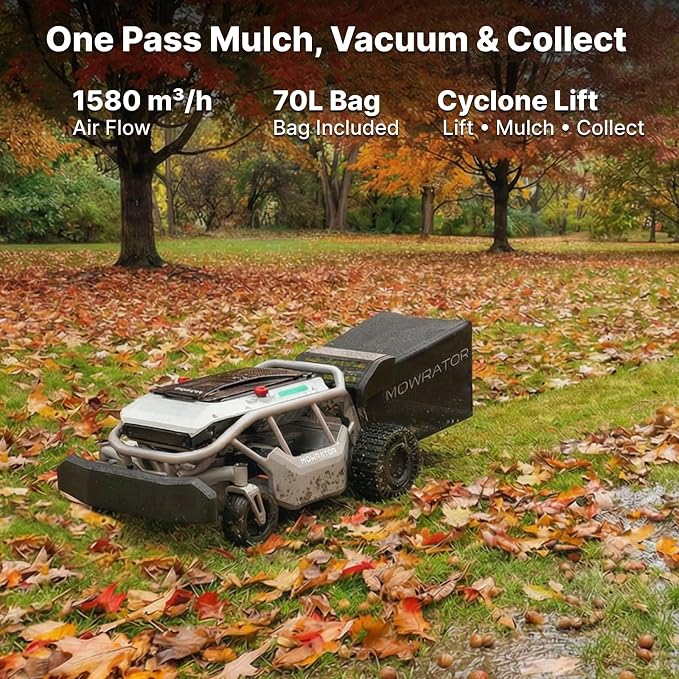 Mowrator S1 2WD 56V 12Ah Remote Control Lawn Mower, 45% (24°) Slope, Upgraded with Grip Tread Tires & Metal Hubcaps, 21" Steel Blade, 1.8–4.6" Height, Covers up to 0.75 Acre, Mulching Blade Included