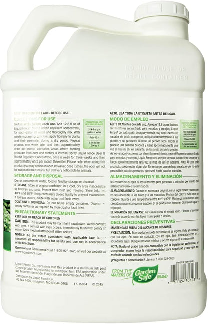 Liquid Fence Deer And Rabbit Repellent Concentrate 2.5 Gallons, Apply Year-Round, 2 Pack
