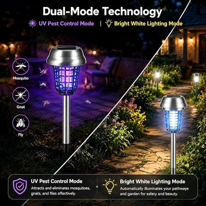 4Pack Solar Bug Zapper Outdoor, Waterproof Mosquito Zapper Outdoor with UV Light, Bug Zapper Repellent Trap, Outside Bug Repellent Trap Used to Keep Gnat Small Flying Mosquitoes