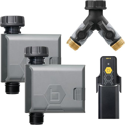 Orbit 21206 B-hyve Gen 2 Smart Hose Watering Timer, 2-Pack with Wi-Fi Hub and Hose Y Splitter