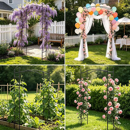 Metal Garden Arbors 93" Thickened Arch Trellis for Climbing Plants | Outdoor Arbor Rustproof Metal Frame Trellises Grapes Rose Yard Entrance Wedding Arched Backdrop Stand Party Event Decoration