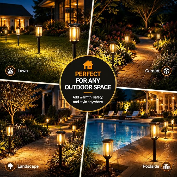 Tenmiro-Solar-Pathway-Lights-Outdoor-4 Pack-LED-Solar-Powered-Garden-Lights-Waterproof-IP65-Outdoor-Light-for-Yard-Lawn-Patio-Path-Walkway-Driveway-Decor-3000K