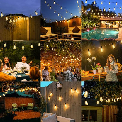 Brightever Outdoor String Lights 180FT, Patio Lights with 90+4 Dimmable ST38 Shatterproof LED Bulbs, Vintage Edison String Lights for Outside, Waterproof Bistro Lights for Halloween Backyard 2700K