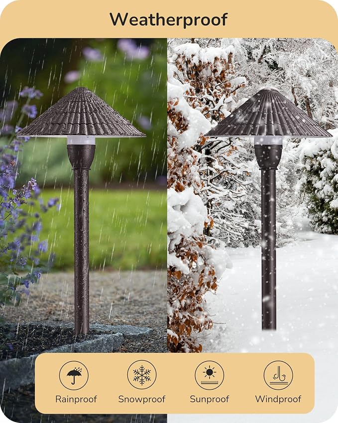 EDISHINE 5CCT Low Voltage Pathway Lights Wired, 2700K/3000K/3500K/4000K/5000K LED Landscape Path Lights, 12V 3W 160LM Waterproof Outdoor Landscape Lighting for Yard Garden Walkway, Aluminum, 4 Pack