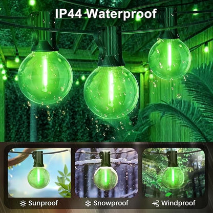 LAMPHOME 4Pack Green St. Patrick's Day LED Outdoor String Lights, 26Ft Patio Lights with 12+1 Edison Shatterproof Bulbs(1 Spare), Irish Theme Connectable Lights for Backyard Porch Party Outside Decor