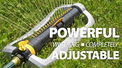 Melnor 65154AMZ XT Turbo Oscillating Sprinkler, Metal Base, 4,500 sq. ft., Quick Connect Bundle, 3-Way Adjustable, Black, Yellow