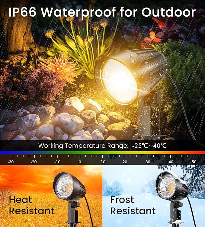 MEIKEE 7W 800LM Low Voltage Landscape Lighting | 12V 24V 2700K Warm White LED Landscape Lights IP66 Waterproof Outdoor Spot Lights for Garden Pathway Wall Tree Fence 2-Pack