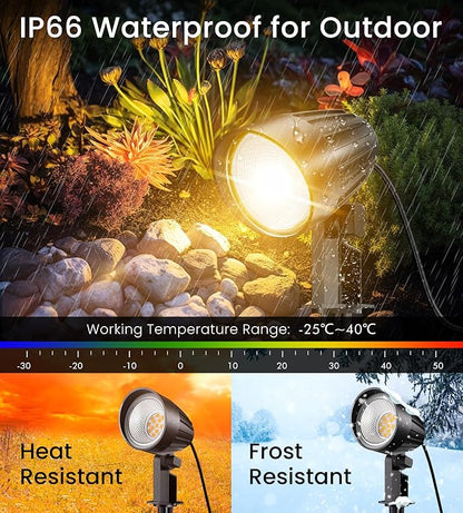 MEIKEE 7W 800lm Low Voltage Landscape Lighting, 12V 24V LED Landscape Lights, 2700K IP66 Waterproof Outdoor Spot Lights with Connectors for Garden Pathway Yard Decoration (8 Pack)