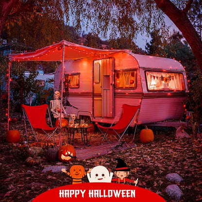 JMEXSUSS 2 Pack Solar Halloween Lights Outdoor, Total 400 LED 151FT, Red | Outdoor Waterproof, 8 Modes Solar Christmas String Lights for Outside Patio Yard Garden Tree Christmas Halloween Decorations