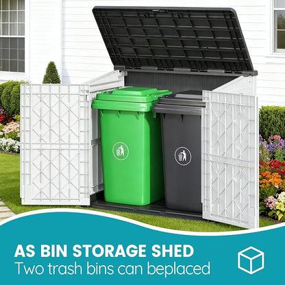 Outdoor Horizontal Storage Cabinet Box 36 Cu Ft with Lockable Doors, Outdoor Storage Shed Portable Waterproof for Backyard Garden