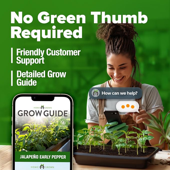 HOME GROWN Jalapeno Pepper Seeds 129+ Heirloom Non-GMO Seeds for Planting, High Germination, Mild to Medium Heat Hot Peppers, Prolific Garden Crop, Perfect for Salsa & Pickling (Capsicum annuum)