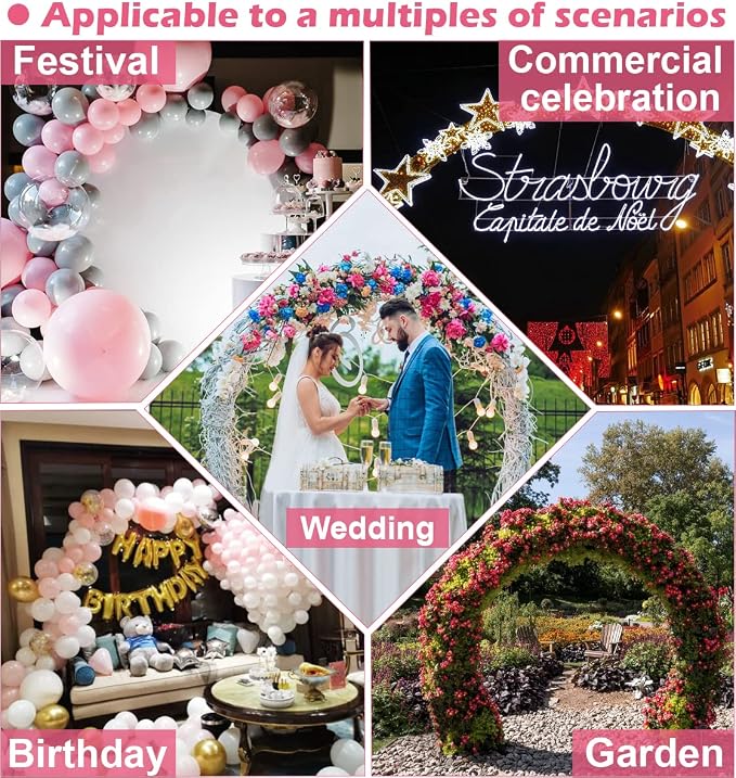 Queension Extra Large Wedding Arch for Ceremony 8.5Ft Wide 7.4Ft High for Large Space, Metal Arches Backdrop Stand with Ground Stakes and Sandbags for Party Supplies, Garden Trellis, Gold