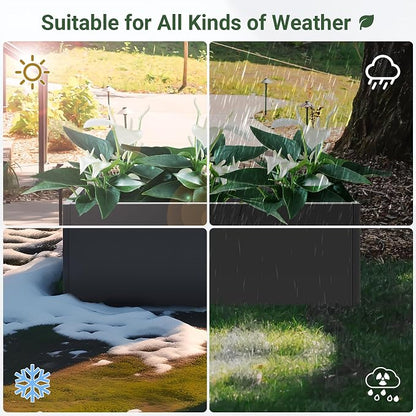 Metal Planter Box 46” x 16” x 16”, Tall Rectangle Planter Box | with Drainage Holes & Rust-Proof Coating, Modern Outdoor Black Planter Box for Porch, Garden, Patio, Yard
