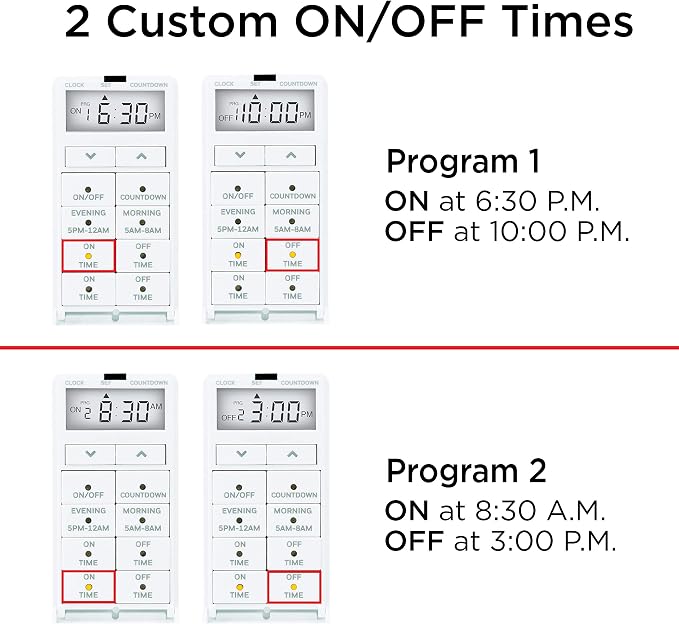 UltraPro 24-Hour Digital In-Wall Timer, Easy-to-Program, Presets, Countdown Timer, ON/OFF Override Button, 40955