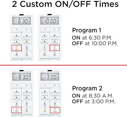 UltraPro 24-Hour Digital In-Wall Timer, Easy-to-Program, Presets, Countdown Timer, ON/OFF Override Button, 40955