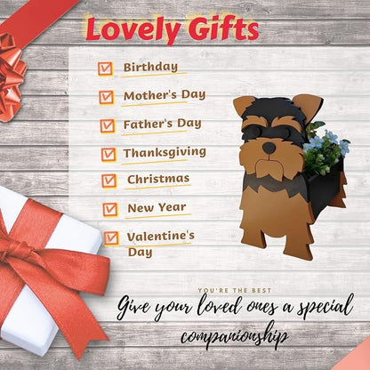 Yorkshire Dog Planter Pots, 9.45 x 7.76 x 12.13 Inches | Dog Flower Pot, Cute Animal Shaped Plant Pot, Gifts for Women & Pet Lovers, Indoor Outdoor Garden Home Office Decor