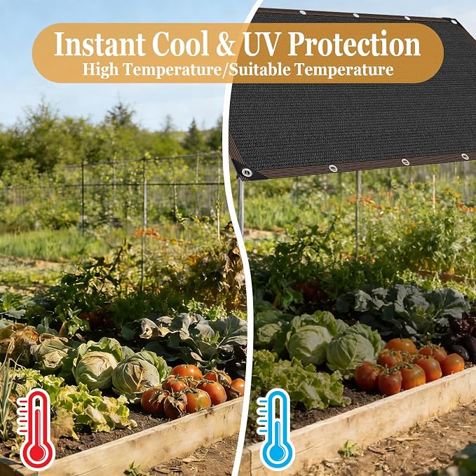 6 x 6 FT Shade Cloth for Garden Plants Greenhouse, 90% Sunblock Neting -for Outdoor Garden Lawn Plant Sun Shade Cloths for Kennel Chicken Coop Easier to Hang Net Cover