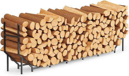 Ebeneze 8.6FT Firewood Rack Holder Outdoor, Heavy Duty Metal Firewood Storage Stand for Patio, Stable Log Holder Wood Stacker Firewood Organizer for Porch Backyard