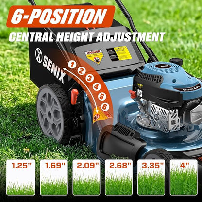 SENIX 22 Inch Self Propelled Gas Lawn Mower 170cc 4-Cycle RWD Mower | SENIX 22" Self-Propelled Gas Lawn Mower, Gas Powered Lawn Mower,170cc 4-Cycle Engine, Easy Start