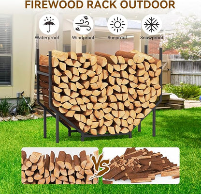 Ebeneze 3.2FT Firewood Rack Holder Outdoor Indoor, Heavy Duty Metal Log Holder Stand for Patio Porch, Stable Wood Holder Firewood Storage Fireplace Organizer
