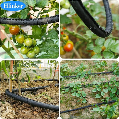 Hlinker Flat Soaker Hose 100 FT for Garden Beds, 50Ft 2Packs 1/2" Linkable Consistent Drip Irrigation Hose Save 80% Water, Leakproof Heavy Duty Double Layer Sprinkler Hose