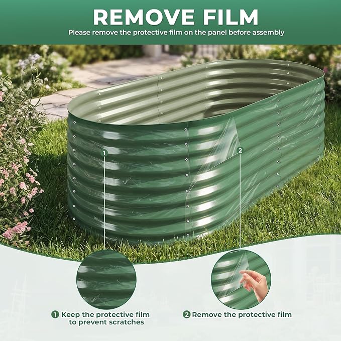 Galvanized Raised Garden Bed, 4x2x2ft Oval Metal Planter Box,Planter Raised beds,119 Gallons Rust-Resistant Deep Root Planter for Outdoor Vegetables, Flowers - Forest Green