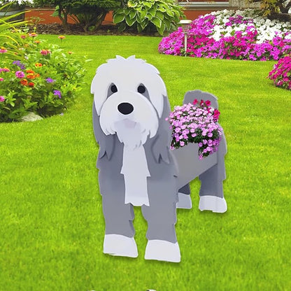 Baba Collie Dog Planter Pots, 9.45 x 5.98x 13.54 Inches | Dog Flower Pot, Cute Animal Shaped Plant Pot, Gifts for Women & Pet Lovers, Indoor Outdoor Garden Home Office Decor