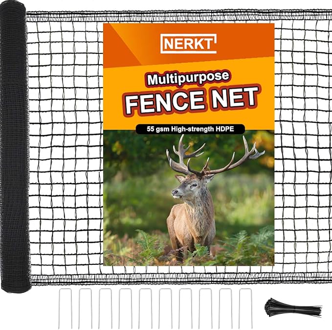 Plastic Mesh Fence 55gsm Thicker Heavy Duty Deer Fence - 4x75ft Black Plastic Fencing Roll Temporary Garden Fence Netting for Yard Protection from Deer Dog Chicken Critter Barrier, Reinforced Edges