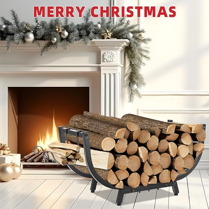 Kendane 30“ Firewood Rack Outdoor and Indoor, Compact Firewood log Storage & Holder, Stable Log Holder with Reinforced Steel Frame, Waterproof Rustproof Wood Pile Storage Rack for Fireplaces/Camping.