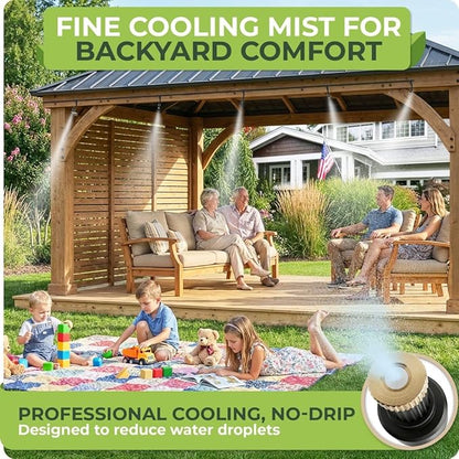 Misting System for Patio, 75 FT Outdoor Misters for Outside Patio Cooling, Fine Mist Mister Kit with Flexible Rod Nozzles, Garden Faucet Setup for Pergola, Garden, Greenhouse, Backyard, Black