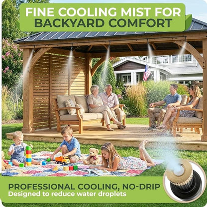 Misting System for Patio, 33 FT Outdoor Misters for Outside Patio Cooling, Fine Mist Mister Kit with Flexible Rod Nozzles, Garden Faucet Setup for Pergola, Garden, Greenhouse, Backyard, Black