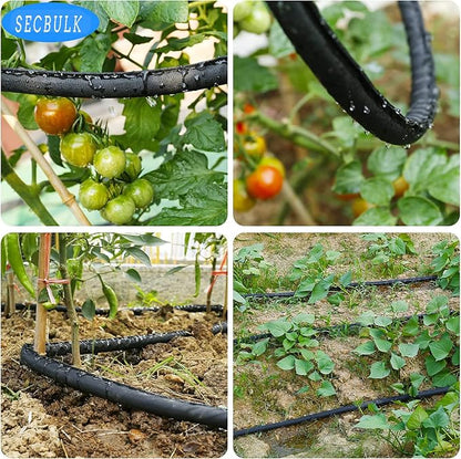 Secbulk 2026 Flat Soaker Hose 75 ft with Stakes for Garden, 75ft Linkable Drip Hose Diy Garden Irrigation System Saving 80% Water, Dual-layer Leak-free Design Water Hose with Holes